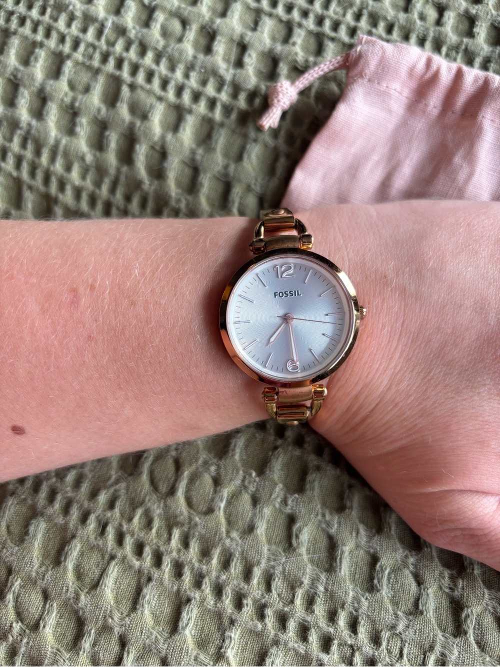 Fossil Rose Gold Bracelet Watch with white Dial